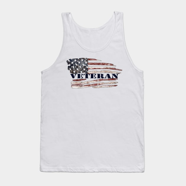 Veteran with American Flag Tank Top by MonarchGraphics
